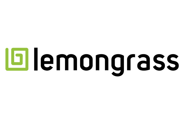 Lemongrass logo with black and green text on a white background.