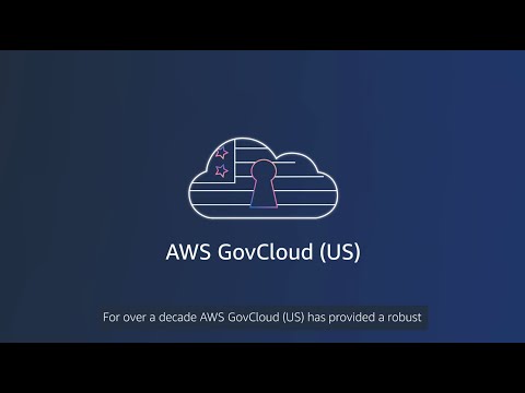 "Illustration of a cloud with a keyhole and U.S. flag elements, labeled 'AWS GovCloud (US)' on a blue background."