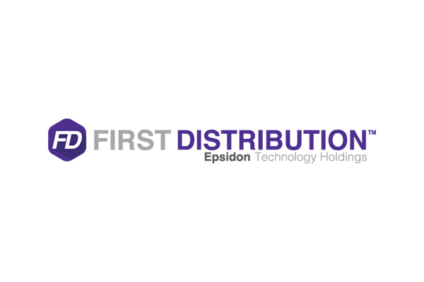 First Distribution company logo with FD initials and the phrase 'Cloud, Data Centre, Security, AI & Analytics, Hyperconverged, Edge & IoT Solutions' on a purple and gray banner.