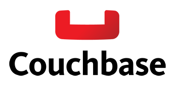 Couchbase logo with red icon and black text on a transparent background.