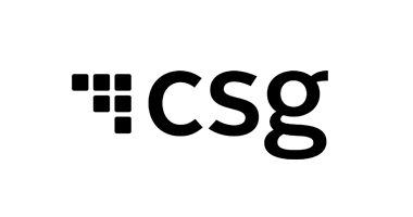 CSG company logo in black text on a transparent background.