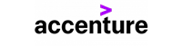 Accenture logo featuring the company name in black with a purple right-facing arrow above the 't'.