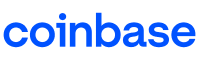 "Coinbase logo in blue lowercase letters."