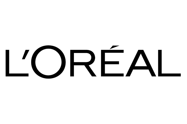 The official logo of L'Oréal, featuring the brand name in stylized black text on a white background.