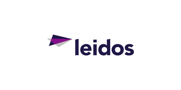 Leidos company logo with a geometric purple and gray symbol and the word 'leidos' in dark text.