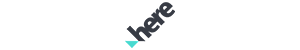 HERE company logo displayed diagonally in black text with a teal accent on a white background.