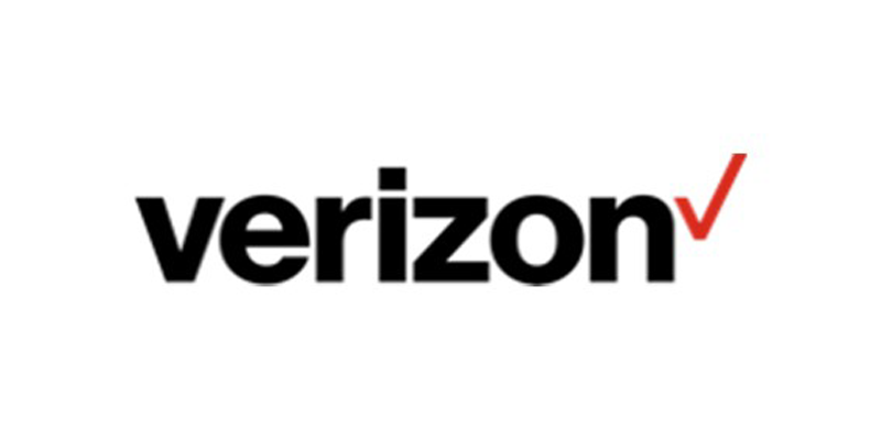 The Verizon logo featuring bold black lettering with a red checkmark at the end, displayed on a white background.