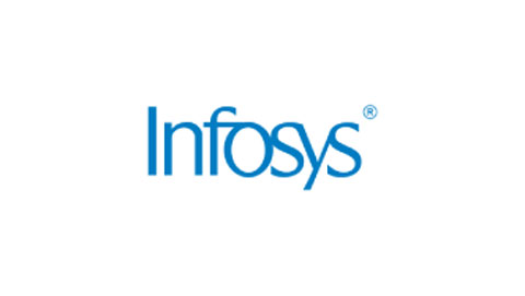 Infosys company logo in blue text on a white background.