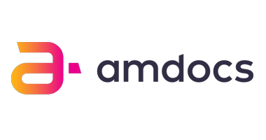 The logo of Amdocs featuring a stylized 'a' in gradient orange and pink followed by the word 'amdocs' in dark text.