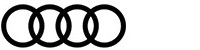 Audi logo consisting of four black interlocking rings on a white background.