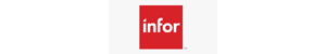 Infor company logo displayed in white text on a red square background.