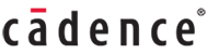 Cadence company logo with stylized text and a red accent above the letter 'a'.