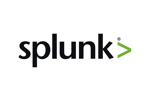 The Splunk company logo featuring the word 'splunk' in black lowercase letters followed by a green greater-than symbol.