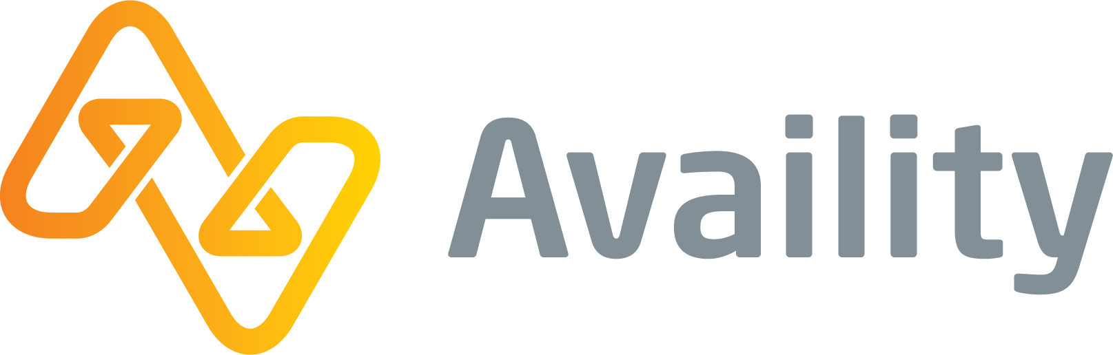 Availity logo with orange and grey colors on a transparent background.