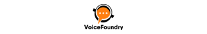 VoiceFoundry logo in orange on a black background, rectangular 300x50 pixels.