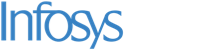 Infosys logo in blue text on a transparent background