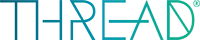 Thread logo in full color on a horizontal gradient background, 200x40 pixels