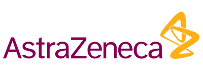 AstraZeneca company logo in purple and yellow, used as a customer reference image.