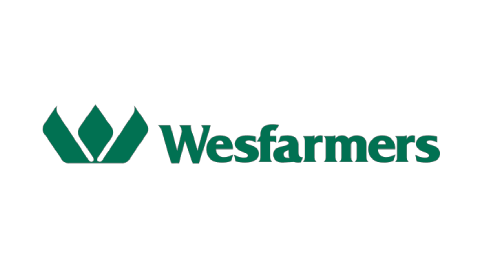 The logo of Wesfarmers, featuring the company's name and green emblem.
