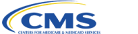 Logo for the Centers for Medicare & Medicaid Services (CMS) featuring the acronym 'CMS' with a yellow swoosh and text below.