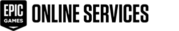 Logo for Epic Games Online Services, featuring the Epic Games badge and the text 'Online Services'.