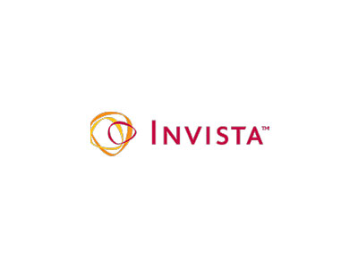 The INVISTA company logo featuring stylized text and an abstract circular design in orange and red on a white background.