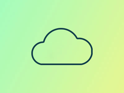 Outline of a cloud on a gradient background transitioning from green to yellow.