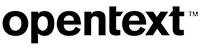 The OpenText company logo in black text on a transparent background.