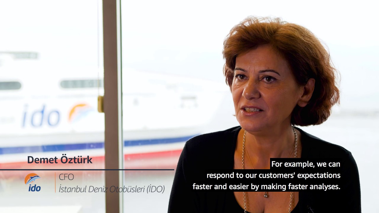 Thumbnail image featuring Demet Öztürk, CFO of Istanbul Deniz Otobüsleri (IDO), with a ferry in the background and a quote about responding to customer expectations by making faster analyses.
