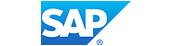 SAP logo in white font displayed on a blue gradient rectangular background.