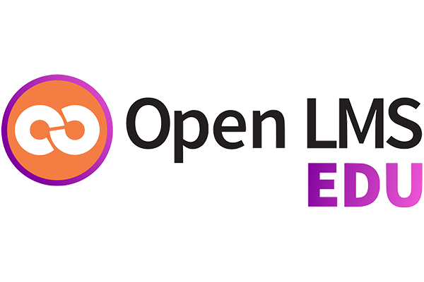 Logo of Open LMS EDU featuring an orange and purple circular icon with interlocking shapes.