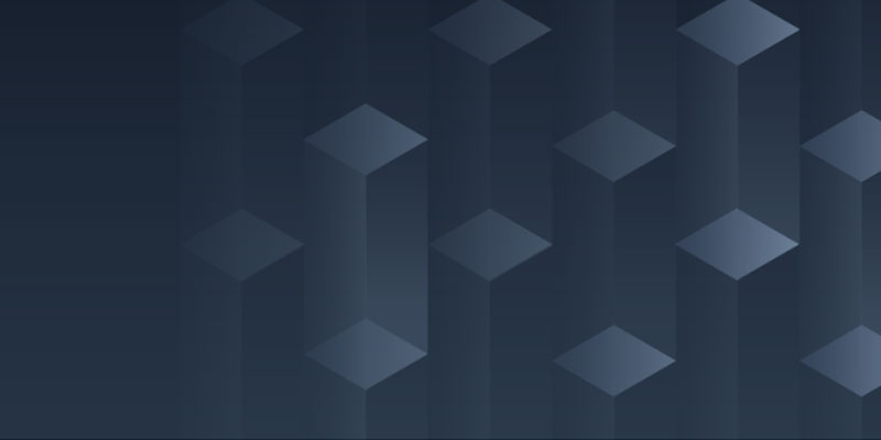 Dark geometric pattern with floating 3D diamond shapes.