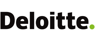 Logo of Deloitte, a leading global consulting and professional services firm. The logo features the company name in black text with a green dot at the end.