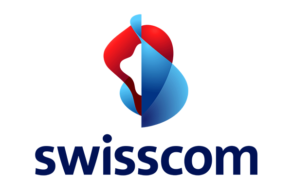 Swisscom logo with abstract red and blue shapes above the Swisscom wordmark.