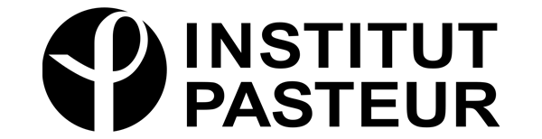 Logo of Institut Pasteur, featuring the organization's name and symbol in black.