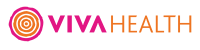 Logo for Viva Health, featuring the text 'VIVA HEALTH' with a circular graphic, in magenta and orange colors.