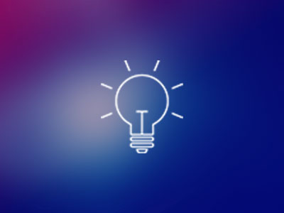 A simple lightbulb line icon on a blue and purple gradient background, representing energy and utilities data or innovation.