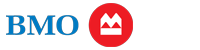 BMO logo with blue text and a red circle containing a white crown.