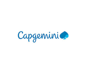 The Capgemini logo featuring the company name in blue with a spade symbol on a white background.