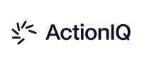 ActionIQ logo with stylized icon and text in dark font.