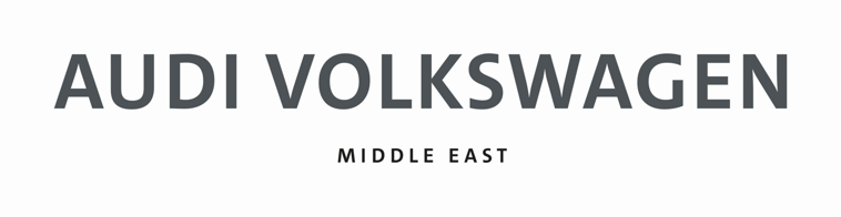 Audi Volkswagen Middle East logo with text in bold uppercase letters on a plain background.