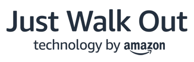 Logo displaying the text 'Just Walk Out technology by Amazon'.