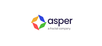 Logo of Asper, a Hitachi company, featuring a colorful geometric symbol and company name.