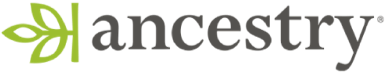 The official Ancestry logo featuring a green leaf graphic and the word 'ancestry' in stylized gray text.