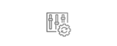 Simple line icon showing three vertical sliders and a gear, representing configuration and control in the energy and utilities industry.