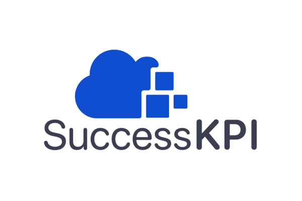 Logo for SuccessKPI, featuring a blue cloud with smaller blue squares and the text 'SuccessKPI' below.