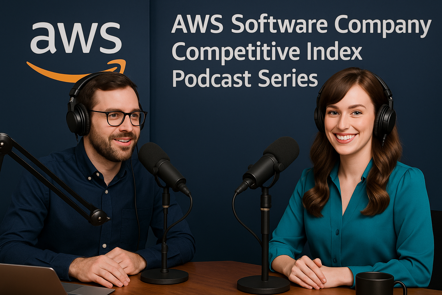 A man and woman hosting the AWS Software Company Competitive Index Podcast Series