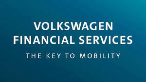 Volkswagen Financial Services logo with the slogan 'The Key to Mobility' displayed on a blue gradient background.
