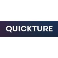Logo for Quickture, displaying the word 'QUICKTURE' in white uppercase letters on a dark gradient background.