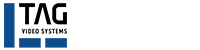 Logo for TAG Video Systems, featuring the company name with a blue underline.